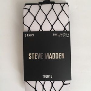 2 Pair Tights Black Fish Net and Solid black S/M